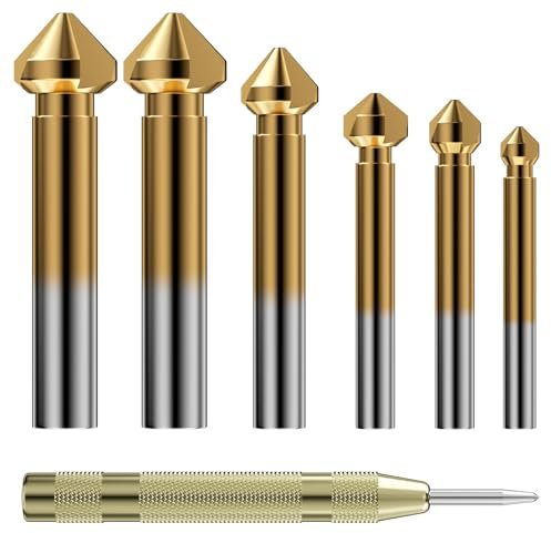 Riloventa 7 Pezzi Svasatore per Metallo, Svasatori Conici, Svasatore Conico in HSS Svasatore, Punta da Trapano Svasatore, Svasatore per Metallo Legno per Acciaio Inox, Rame, Alluminio(6.3mm-20.5mm)