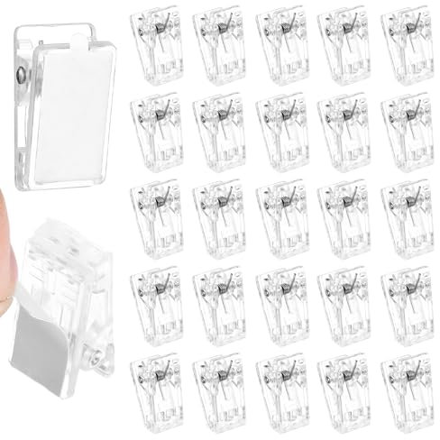 HJZHII Lot de 30 clips auto-adhésifs, pinces à tapisserie murale, clips rectangulaires à ressort pour rideau de douche, affiche, papier photo (blanc)
