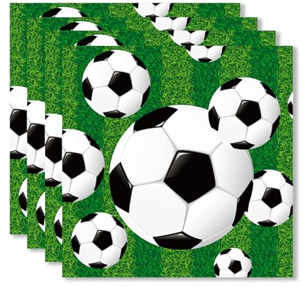 ParPix 20 Stück Fußball Geburtstag Servietten 33x33cm Deko Papierservietten, Kindergeburtstag, Mottopartys Fußball Party Servietten für Jungen