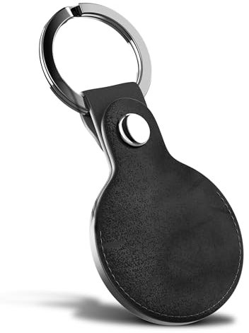 TinyTag® - AirTag Schlüsselanhänger Leder - AirTag Anhänger Leder für Apple Air Tages - Hülle Airtag (Schwarz)