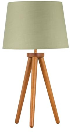 Voyage - Dark Oak Table Lamp or Bedside Light with Sage Green Shade
