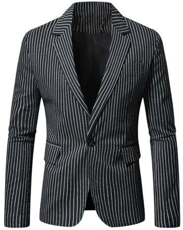 Gestreifte Bootsjacke für Herren, leichte und weiche Freizeitjacke, langärmelige Sportjacke, Business-Mäntel, modische Jacken für Frühling, Herbst, Jacken, Schwarz , XL