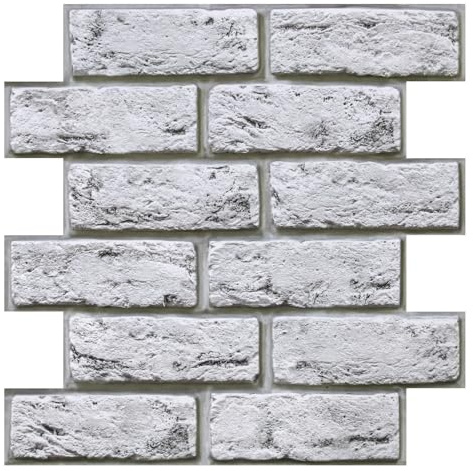 Commomy 3D Wandpaneele Selbstklebend Ziegeloptik Wandverkleidung 10 Stück | Wasserdicht Wandverkleidung Steinoptik Tapete PVC Wall Panel für Wohnzimmer Schlafzimmer Küche, 30 x 30 cm, Weiß-Grau