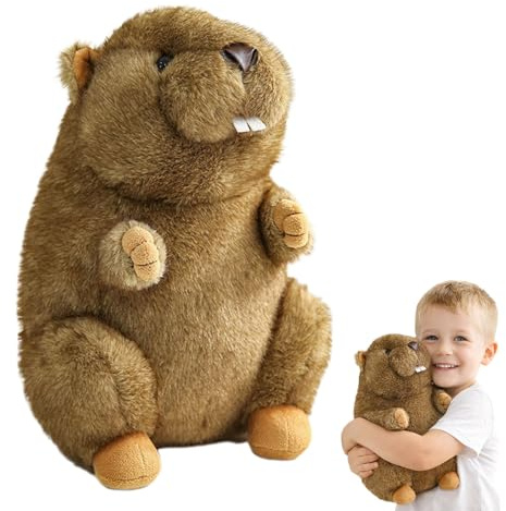 Xiyocadt Kuscheltier Murmeltier, 18cm/25cm/35cm Braun Murmeltier-Plüschtier, Realistisches Stofftier Weiches Spielzeug Kuscheliges für Kinder & Erwachsene Tolle Geschenkidee (Wow-Kuchen,35cm)