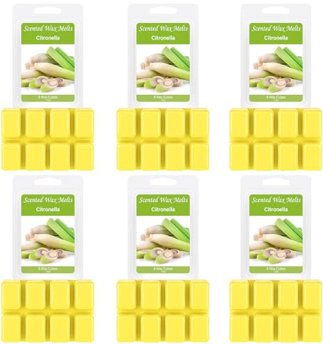 Citronella Duftwachs für Duftlampe, 6 x 2.5oz Citronella Melts Duftwachs | Sojawachs Citronella Wachs, Wax Melts Duftwachs für Kerzen Wärmer, Zitronella Geschenkset für Sommertagen Raumdüfte