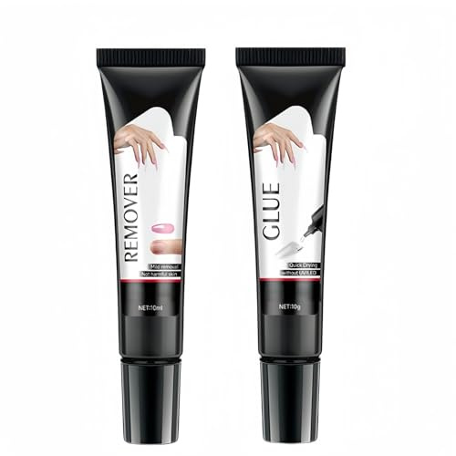 Quick Drying 10g Semi Solid Nail Glue Gel with 15ml Remover,No UV Lamp Needed for Press On Nails & Nail Art,Long Lasting Builder Gel for Fake Acrylic Nails,Gel Nail Polish,Rhinestone & Craft Glue