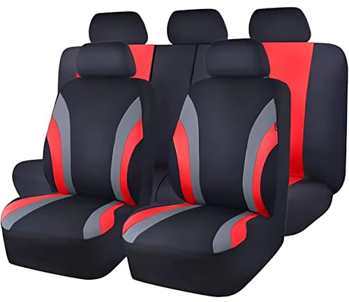 AutAng Sitzbezüge Schonbezug Sitzauflage Für FIAT 500 Brava Bravo Doblo Punto Multipla Palio Panda Punto Scudo Sedici Stilo Tipo UNO Für Mercedes Benz A B G C Klasse CLA CLC CLE SLK E Klasse (Rot)