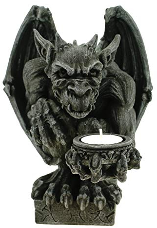 Golden Future Gargoyle 21 cm Figur Wasserspeier Drache Teelicht Kerzenhalter Mehrfarbig Polyresin Halloween Fantasie