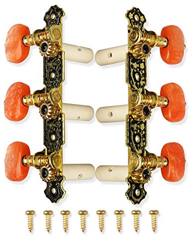Mr.Power Guitar Tuners Machine Head 3+3 Set Tuning Keys Machine Pegs for Classical Guitar(Agate Color Button)