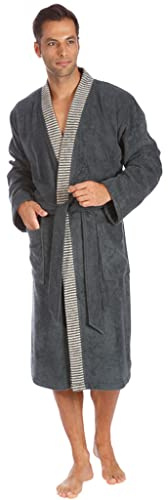 Egeria Bruno slate grey Herren Kimono Bademantel S 100% Baumwolle