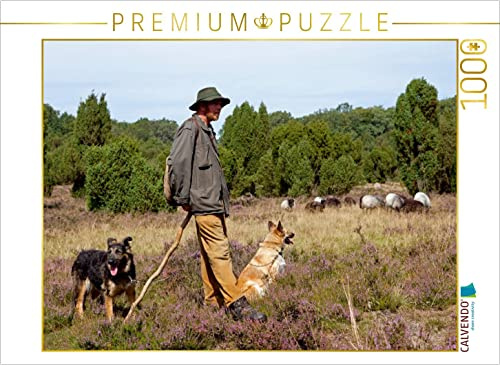 CALVENDO Puzzle Schäfer mit Heidschnuckenherde | 1000 Teile Lege-Größe 64 x 48 cm Foto-Puzzle für glückliche Stunden