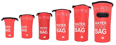 DonDon Dry Bag wasserdichte Tasche 2l, 5l, 10l, 15l, 20l, 30l Pack-Sack Beutel mit Schultergurt - rot 10 Liter