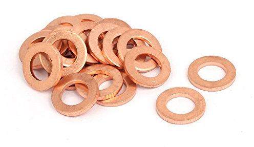 sourcing map 20Pcs 8mmx14mmx1.5mm anneau plat en cuivre joint étanche rondelle écrasement