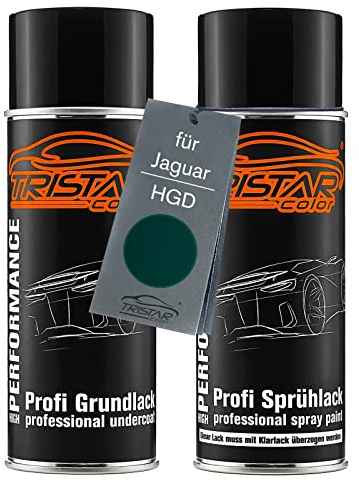 TRISTARcolor Autolack Set Spraydosen für Jaguar HGD British Racing Green | Set aus Grundlack + Basislack, Sprühdosen 400ml