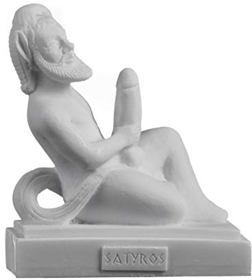 BeautifulGreekStatues Satyr Ampelos griechisch römische Mythologie Statue Alabaster Nackter Mann Figur 11cm