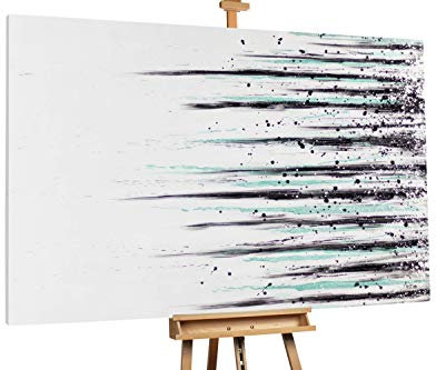 KunstLoft® XXL Gemälde 'Spuren im Meer' 180x120cm | original handgemalte Bilder | Minimal Art Schwarz Grau | Leinwand-Bild Ölgemälde einteilig groß | Modernes Kunst Ölbild