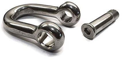 8mm M8 Dee D Shackle with allen key flush countersunk hex pin 316 A4 marine grade stainless steel