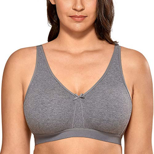 AISILIN Women's Non Wired Bras Full Cup Cotton Comfort No Padding Plus Size Sleep Wireless Charcoal Heather 36F