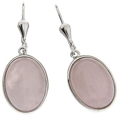 Zeeme Gemstones Damen Ohrringe 925/- Sterling Silber 3,6cm Glänzend Rosenquarz weiß 9,8ct. 360230365-2