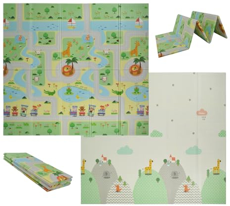 VeloVendo® Faltbare XPE Baby XXL Spielmatte - Schadstoffreie Krabbeldecke (XPE Tiere)
