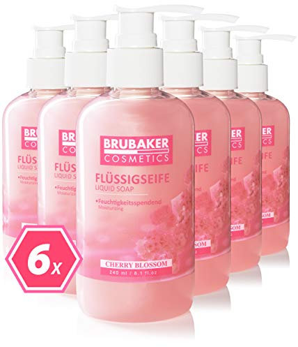 BRUBAKER Cosmetics - Jabón Líquido - Flor de Cerezo - Para manos higiénicamente limpias - Fórmula Extra Suave e Hidratante - (6 x 240 ml pack)