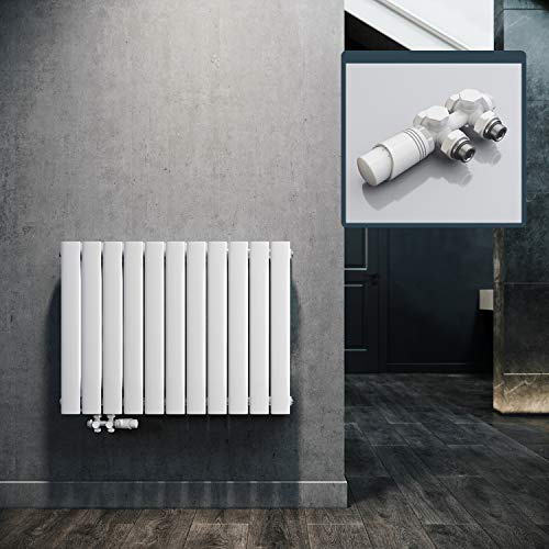 Radiateur horizontal design avec bloc multibloc blanc 630 x 847 mm Double couche Blanc