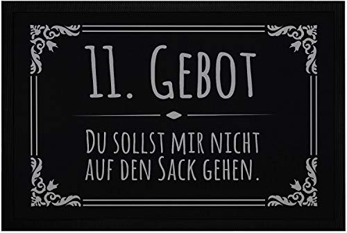 MoonWorks® Fußmatte mit lustigem Spruch 11.Gebot: Du sollst Mir Nicht auf den Sack gehen rutschfest & waschbar 11. Gebot schwarz 60x40cm