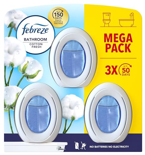 Febreze Bathroom, Continuous Air Freshener Cotton Fresh, 3 Unit, Fights Odour and Freshens