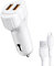 APOKIN® Chargeur de Voiture 2,1 A, 12 W-24 W, Charge Rapide avec câble Micro USB Inclus pour Xiaomi, Samsung, Huawei. Chargeur de Voiture USB Double avec 1 mètre de câble USB Micro USB (Blanc)