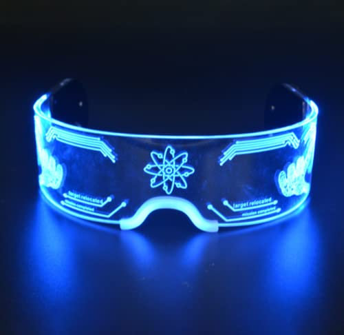 HULA LED Glasses, Cyberpunk Visor, Light Up Rave Glasses for Halloween (D)