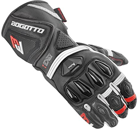 Bogotto Monza perforierte Motorradhandschuhe, schwarz/rot/weiß, M