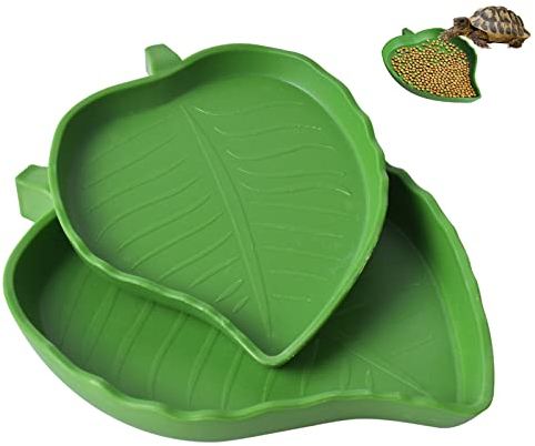 Vesaneae 2 Stück Blatt Futternapf Reptilien, Reptilienschale Lebensmittel, Wasserschale und Futterschale für Reptilien, Landschildkröten Zubehör für Schildkröte Corn Schlange