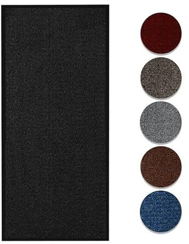 Circle of trust Hallway Runner Rug Black 60x120cm Non Slip, Heavy Duty Carpet Runner, Rubber Backed Floor Mat, Dirt Trapper Washable Rug for Hallway Kitchen Bedroom Laundry Office