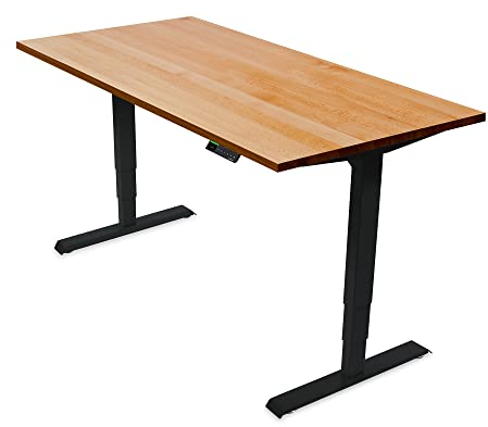 Ergotopia Desktopia Pro X Elektrisch höhenverstellbarer Schreibtisch, Ergonomischer Stehtisch für Büro oder Home Office (Buche Echtholz, Gestell Schwarz, 160 x 80 cm)