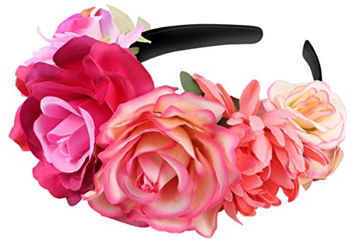ABOOFAN Rose Floral Crown Bandband Jour du Bandeau Mort Rouge Couronnes de Fleurs Rouges
