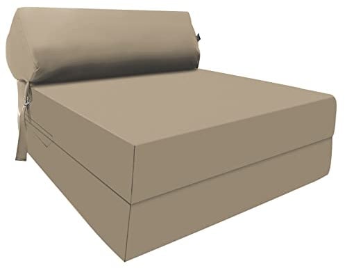 Fold Out Z Bed Chair Sofa Lightweight Bed Futon Supreme Quality Foam for Adult and Kids Lounger Mattress Ergonomically Designed Single Mattress Zbed (Beige)