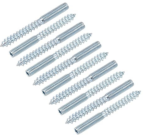 sourcing map Double Ended Screws (M6 Thread 60mm Long) 10pcs, Hanger Bolts Self-Tapping Double Sided Screws - for Home Repairs