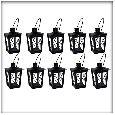 Kieskönig Metall Mini- Laterne schwarz Gartenwindlicht, zum Aufhängen, Windlicht, Laterne (10 Stück), klein, CA156900003_AZ001