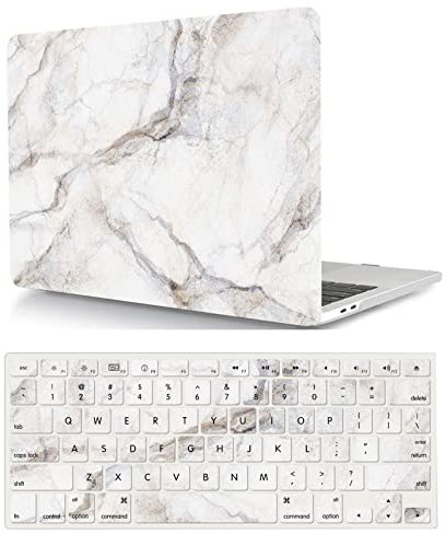 Hard Cover Compatible with New MacBook Pro 13 inch 2020 2019 2018 2017 2016 Release Model A1706 A1708 A1989 A2159 A2251 A2289 A2338, Laptop Hard Shell Case & Keyboard Cover, white marble