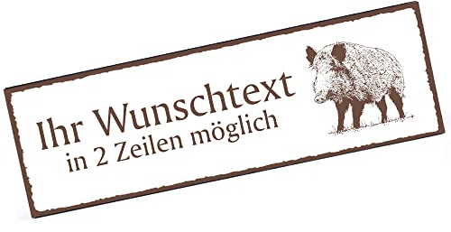 Türschild Keiler Wildschwein Namensschild personalisiert mit Gravur- 150mm x 50mm - selbstklebend