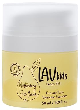 Lav Kids Face Moisturiser with Jojoba Oil, Sweet Almond Oil and Shea Butter 50ml, Gentle Kids and Baby Moisturiser Cream, Dermatologically Tested Face Cream for All Skin Types