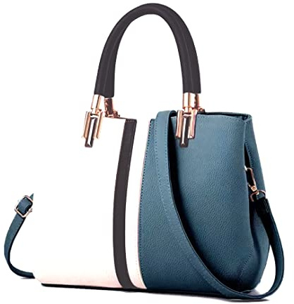 Nevenka Geldbörsen und Handtaschen für Damen, mit Tragegriff oben, Leder, Umhängetasche, luftiges Blau, Medium