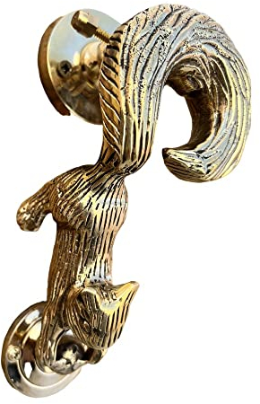 Beautifully Squirrel Türklopfer aus massivem Messing, antikes Design, Messinggriff, Zubehör für Zuhause, Vintage-Königs-Torabzieher, 17,8 cm hoch, Zubehör
