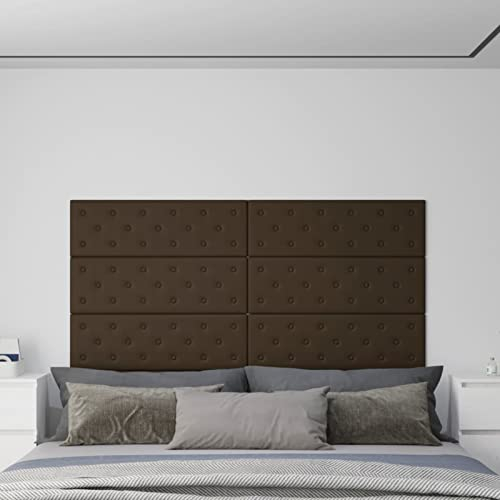 Tidyard Wandpaneele 12 STK. Wandkissen Polsterpaneel Gepolstert Wandpolster Wandverkleidung Wanddekoration Wanddeko 3D Kopfteil für Einzel und Doppelbetten Braun 90x30 cm Kunstleder 3,24 m²