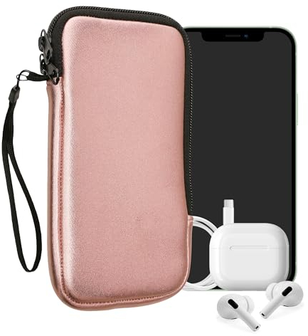 kwmobile Housse Universelle Smartphone - Pochette de Protection 17,2 x 8,4 cm pour téléphone Portable XL - 6,7/6,8 en néoprène Or Rose métallique