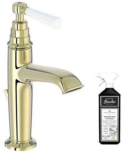 Jacob Delafon Mitigeur lavabo Cléo 1889 Or Beige + nettoyant Briochin