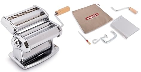 Imperia IPasta Classica. Macchina per la pasta 100% Made in Italy. Macchina pasta fresca in acciaio. Sfogliatrice manuale con manovella. Crea una sfoglia per Lasagne, Tagliolini, Fettuccine. (Cromato)