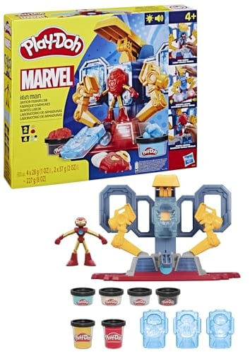 Play-Doh Marvel Iron Man Armour Maker Lab Playset, Non-Toxic Modelling Compound Electronic Toy Set, Creative Toys for Kids Age 4+