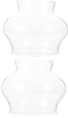 Veemoon Glas Lampenschirm 2 Stück Windschutz Öllampe Ersatzteil Für Petroleumlampen Haushalt Innenbeleuchtung Vintage