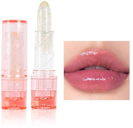 Jelly Lippenstift, 2 in1 Schimmernder Lippenstift und Lip Balm, Temperature Farbwechsel Glänzender lippenpflege, Hydratisierte Lippen, Glänzendes Finish für Rissige, Trockene und Spröde Lippen